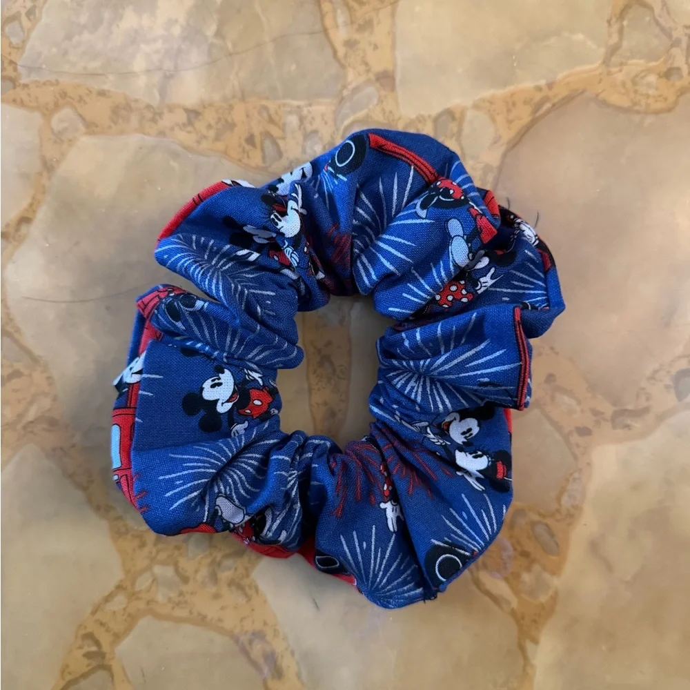 Handmade Disney Red and Blue Mickey Mouse Scrunchie